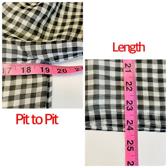 Calvin Klein Black White Gingham Check Chiffon Flare Ruffle Career Blouse Top S - Picture 10 of 10